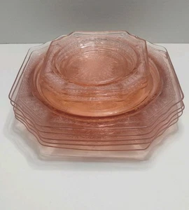 Anchor Hocking Princess pink depression Plates 5-9" & 3-5 3/4". UV Reactive - Picture 1 of 20