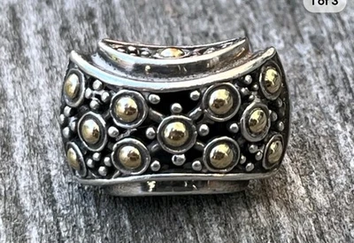 John Hardy Sterling Silver & 18k Jaisalmer Dot Omega Back Earring - One Earring - Image 1 of 3