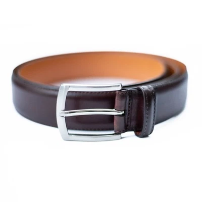 Magnanni Mens Belt 42 Brown Leather Silver Square Buckle Made in Spain 1252 NWOT - Image 1 of 4
