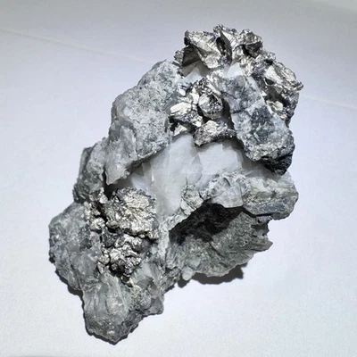 Rare 2.1” Genuine Native Silver on Calcite Crystal from Bouismas Mine, Morocco - Image 1 of 4