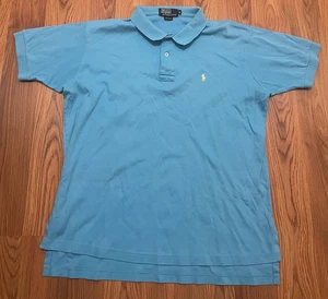 Polo Ralph Lauren Polo Shirt Mens Extra Large Made USA Cotton Pique Blue - Picture 1 of 9