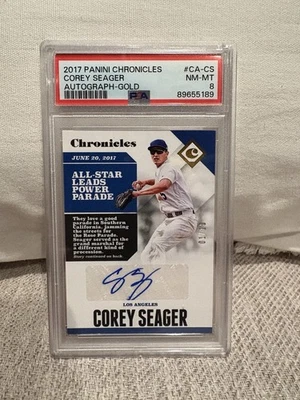 2017 帕尼尼编年史 Corey Seager 签名金色 /10 PSA 8 — 第 1/2 张图片