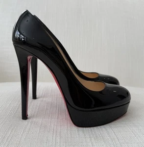 Christian Louboutin Bianca 140 Negro Charol Tacones Talla 40 DIFÍCILMENTE USADOS - Imagen 1 de 21