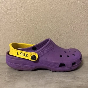 LSU Tigers Crocs Louisiana State University Purple Yellow M Sz 6-7 W 8-9 Shoe - Picture 1 of 12