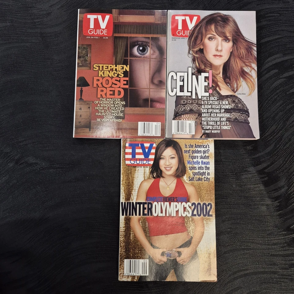 Lot Of 3 TV guides 2002 January February March CELINE STEPHEN KING OLYMPICS 2002 - Image 1 of 4