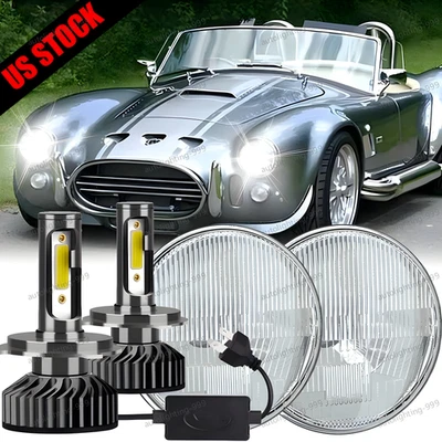 Par de faros LED redondos de 7 pulgadas DRL haz alto/bajo para AC Shelby Cobra 1962-1973 Foto 1 de 4