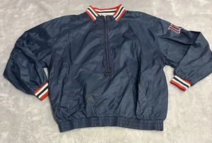 Vintage Wilson Jacket Mens Medium Blue Red White 90s Windbreaker Pull Over - Picture 1 of 16