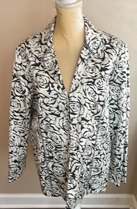 Chico’s Blazer Rosen Schwarz Elfenbein Blumenmuster Gr. 3 (XL) NEU - Bild 1 von 4
