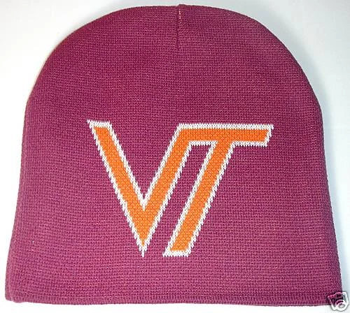 VIRGINIA TECH HOKIES VT NCAA "HYPE" CUFFLESS KNIT BEANIE SKI HAT CAP NEW NWT - Image 1 of 1