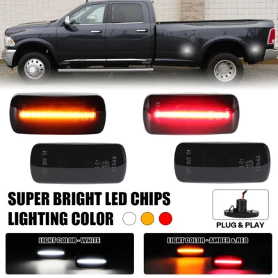 For 10-18 Dodge RAM 2500HD 3500HD Truck 4x LED Dually Fender Side Marker Lights - Изображение 1 из 4