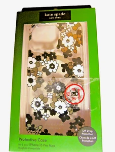 Kate Spade Protective CASE iPhone 15 PRO MAX Black Gold Flowers Gems MagSave N - Photo 1 sur 4