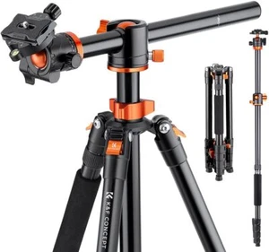 K&F Concept 73in Camera Tripod Aluminium with Transverse Center Column Ball Head - Picture 1 of 10