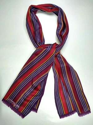 OSCAR DE LA RENTA Bufanda Rayas Púrpura OBLONGA EXCELENTE VINTAGE AÑOS 80 COLORES TIERRA Foto 1 de 4