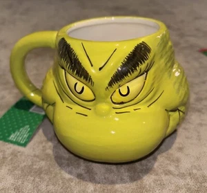 The GRINCH 3-D Figural Christmas Coffee Tea Mug Dr Seuss Green Holiday Cup  New - Picture 1 of 5