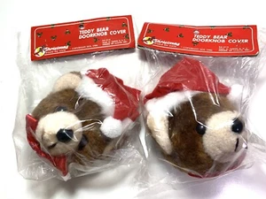 2 Teddy Bear Door Knob Covers 1986 House of Lloyd NEW in Package Santa Bear - Picture 1 of 7