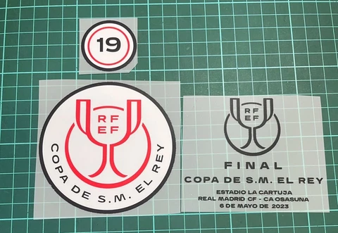 Final Copa De Rey 2023  Real Madrid FULL SET  Match Details Patch Badge PLASTIC Cover