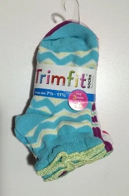 Calcetines Trimfit Niñas - 4 Pares - Zapato Talla 7.5-11.5 - Multicolor/Zigzags - NUEVO Foto 1 de 4