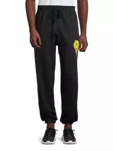 Elevenparis Men's Black/Yellow Smiley Graphic Knit Joggers Size XXL - Picture 1 of 1