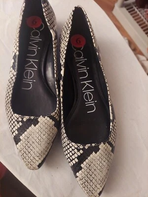 Calvin Klein White Snake Print Vegan Ballet Flats Size 6M - Image 1 of 4