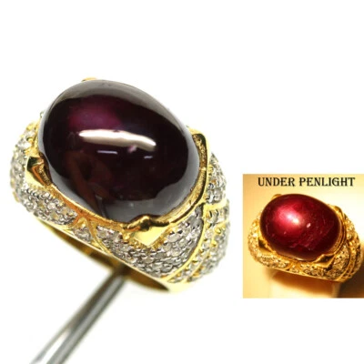 925 Sterlingsilber 13 x 17 Mm. Dunkelrot Rubin & Zirkonia Schmuck Ringgröße 6.5 - Bild 1 von 4