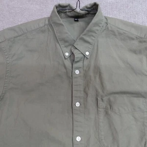 Muji Mens Shirt XL Green Solid Button Down OCBD Oxford Cloth - Picture 1 of 10