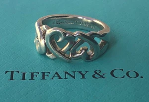 TIFFANY & Co. Paloma Picasso Ag925 Ring Silver Triple rubbing heart Size 5 - Picture 1 of 9