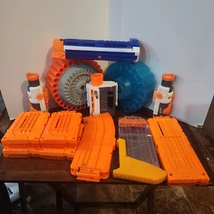 Lot of 13 Nerf Accessories Dart Gun Ammo Magazine Clips Scopes Drums Barrel - Picture 1 of 5