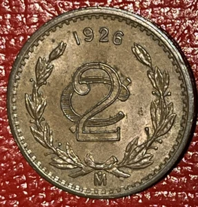 1926 Mexico 2 Centavos Classic Eagle w/ Snake Cactus Bronze Old World Coin - Picture 1 of 4