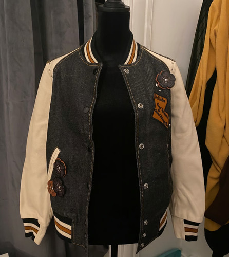 Giacca Coach in pelle di demin taglia:2