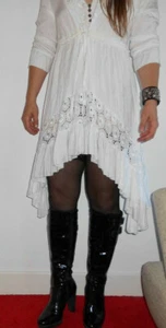 KLEID TRANSPARENT WEISS  ROMANTIKLOOK  SEHR SEXY ASYMMETRISCH  - Bild 1 von 6