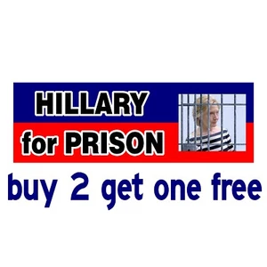 Pegatina para parachoques Hillary for Prison 2020 - política conservadora - pegatinas GoGoStickers - Imagen 1 de 1