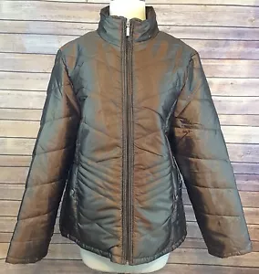 NWT Jane Ashley Bronze Metallic Brown Lightweight Puffy Jacket Plux Size 1X - Picture 1 of 8