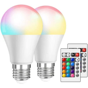 E27 RGB LED Bulb+Remote Control 10W Light Light 12-Colour Changing Screw Lamp - Picture 1 of 12
