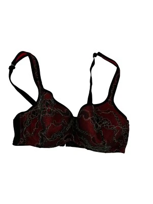 Sujetador con aros Cacique rojo negro dorado ribete de encaje 38D para mujer Foto 1 de 4