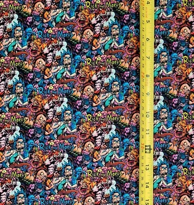 MGD DESIGN RICK AND MORTY COLLAGE FABRIC (HALF-YARD OR 1-YARD)