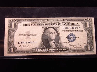 USA $1 1935 E E38433660H # SILVER Certificate BLUE Seal Washington Dollar Money - Image 1 of 3