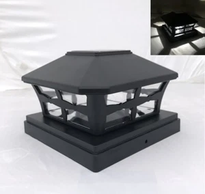 1-Pk Solar Black Cap Light With White SMD LED for 6"X6" Vinyl/PVC or Wood Post - Picture 1 of 6