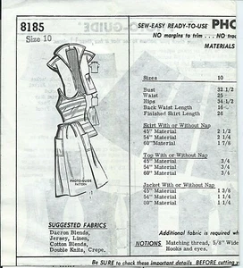 PG 8185 sewing pattern 70's chic SKIRT TOP sweet JACKET mail order UNCUT size 10 - Picture 1 of 1