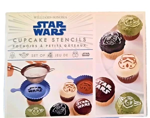 Williams Sonoma Star Wars Cupcake Stencils Yoda Vader Stormtrooper Logo Set of 4 - Picture 1 of 10