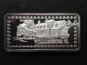 1975 Hamilton Mint Williamsburg Virginia HAM-386 Silver Art Bar A4953 - Picture 1 of 5