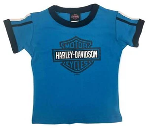 Harley-Davidson Little Girls' B&S Ringer Short Sleeve Toddler Tee - Blue - Picture 1 of 1