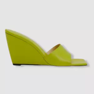 $510 Wandler Women's Green Gaia Leather Wedge Slide Sandal Shoes Size 41 - Picture 1 of 4