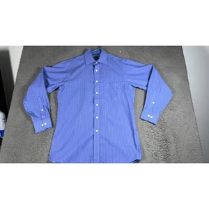 Chaps Striped Dress Shirt Classic Fit Button Down Long Sleeve Blue 15 32/33 - Picture 1 of 8