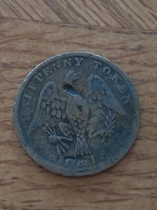 Ficha de medio centavo Canadá 1815 - Spread Eagle rara corona en sentido antihorario - Imagen 1 de 4