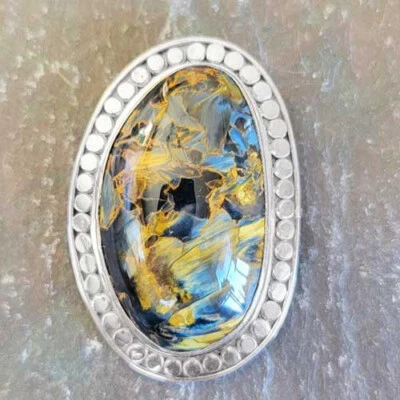 Ofertas Sajen Plata de Ley 925 Hecho a Mano Pietersita Pin-Colgante Foto 1 de 3