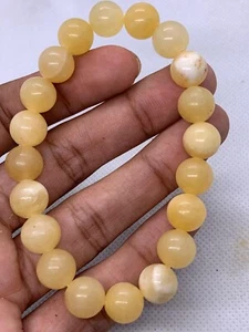 Beautiful Natural Stone Yellow Calcite Beaded Bracelet 10mm Strechable - Picture 1 of 7