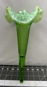 Vintage Epergne grün opalisierendes Glas Ersatzhorn gerippt Mittelflöte - Bild 1 von 16