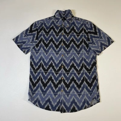 American Eagle Shirt Men's Small Blue Black Aztec Short Sleeve Button Down - Image 1 of 4