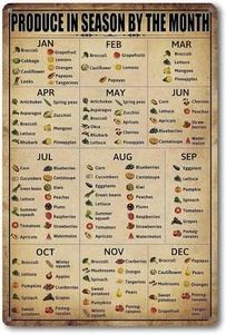 Saison Obst Schild Gemüse Wissen Blech Blechschilder Vintage  - Bild 1 von 7