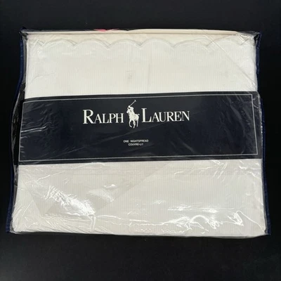 NUEVO Ralph Lauren Queen Cobertor Bordado Algodón Festoneado Ropa de Cama Nightspread Foto 1 de 4